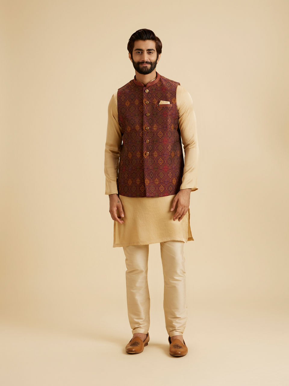 Manyavar Men Maroon Majesty Nehru Jacket