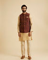 Manyavar Men Maroon Majesty Nehru Jacket
