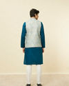 alt message - Manyavar Men Delicate Blue Shankh Patterned Jacket image number 3