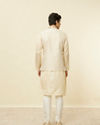 Manyavar Men Desert Sand Beige Ogee Patterned Jacket