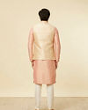 Manyavar Men Golden Beige Floral Jaal Pattern Jacket