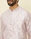 alt message - Manyavar Men Cherry Blossom Pink Medallion Patterned Jacket image number 1