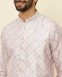 Manyavar Men Cherry Blossom Pink Medallion Patterned Jacket