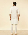 Manyavar Men Light Cream Grid Patterned Jacket