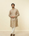 Manyavar Men Pistachio Green Harlequin Printed Jacket
