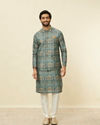 Manyavar Men Tea Green Courtly Print Jacket