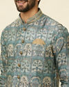 Manyavar Men Tea Green Courtly Print Jacket