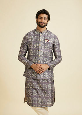 Manyavar Men Lilac Charm &Eacute;lan Nehru Jacket