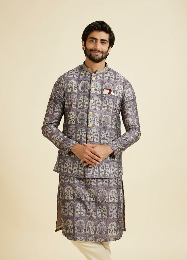 Manyavar Men Lilac Charm &Eacute;lan Nehru Jacket