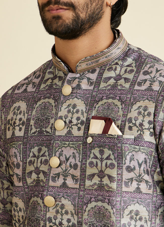 Manyavar Men Lilac Charm &Eacute;lan Nehru Jacket