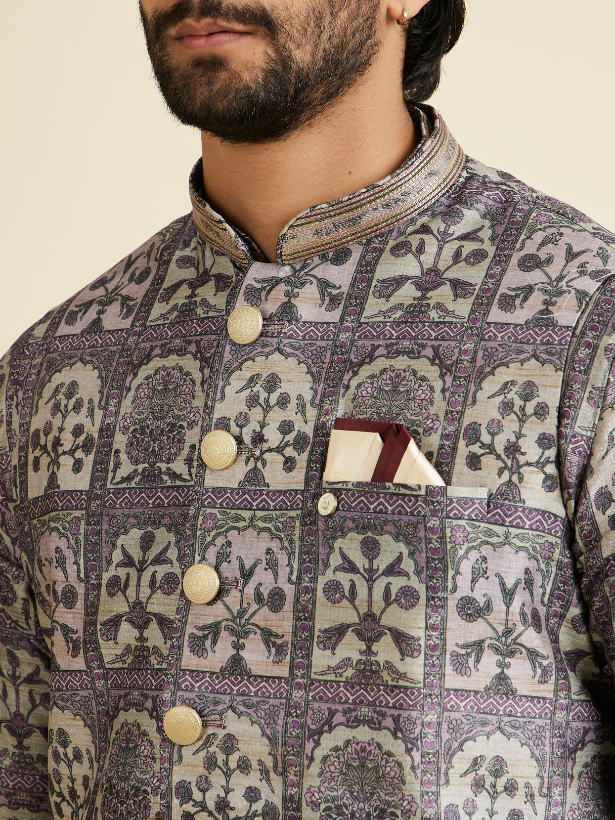 Manyavar Men Lilac Charm &Eacute;lan Nehru Jacket