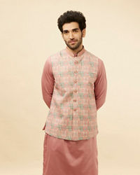Manyavar Men Sherbet Pink Kaleidoscopic Printed Sequined Jacket