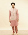 Manyavar Men Sherbet Pink Kaleidoscopic Printed Sequined Jacket