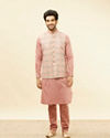 alt message - Manyavar Men Sherbet Pink Kaleidoscopic Printed Sequined Jacket image number 2