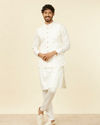 Manyavar Men Warm White Bagh Patterned Nehru Jacket