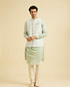 Manyavar Men Warm White Imperial Printed Sequined Jacket