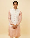 Manyavar Men Blush Pink Chevron Patterned Jacket