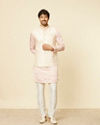 alt message - Manyavar Men Soft Cream Floral Embroidered Jacket image number 2