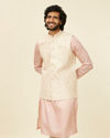 alt message - Manyavar Men Cream Beige Floral Patterned Nehru Jacket image number 0