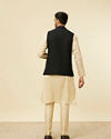 alt message - Manyavar Men Kohl Black Self Patterned Jacket image number 3