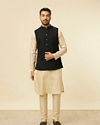 alt message - Manyavar Men Kohl Black Self Patterned Jacket image number 2