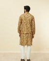 alt message - Manyavar Men Sepia Yellow Bel Buti Patterned Jacket image number 3