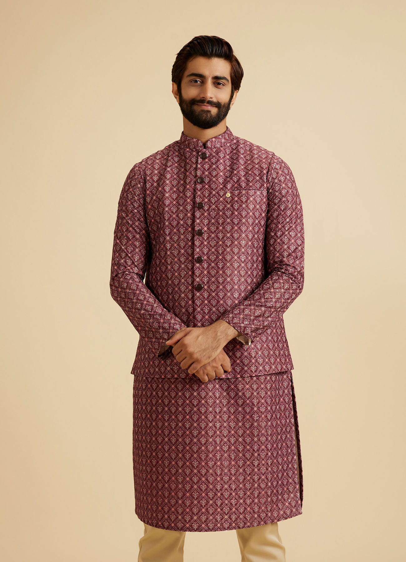 Manyavar Men Rustic Elegance Nehru Jacket