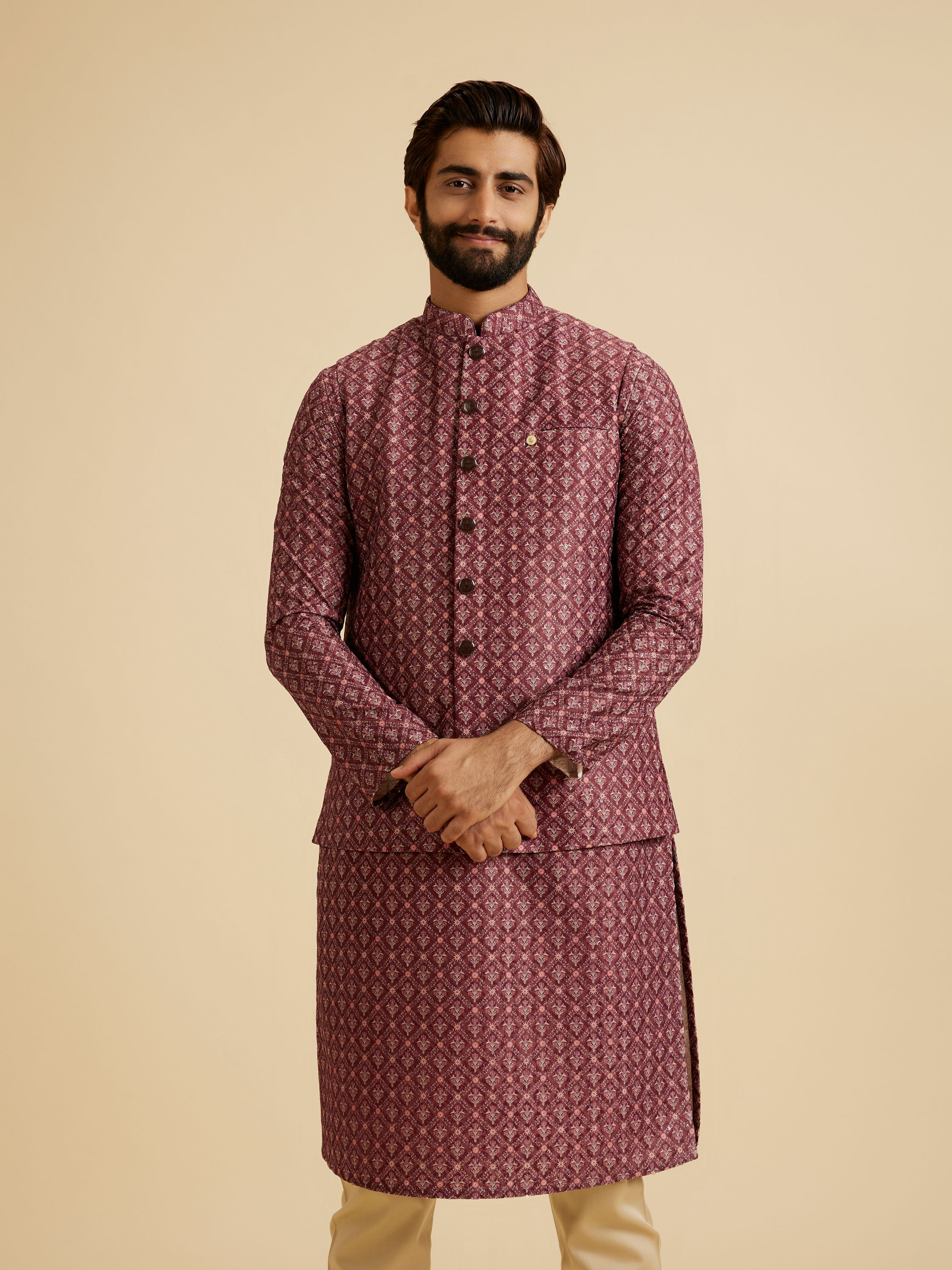 Manyavar Men Rustic Elegance Nehru Jacket