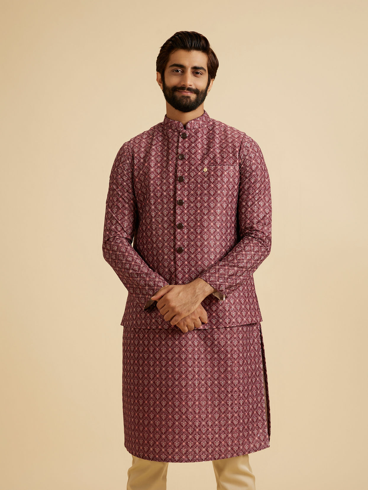 Manyavar Men Rustic Elegance Nehru Jacket