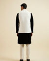 alt message - Manyavar Men Elegant White Nehru Jacket with Hand Embroidery and Cutdana Work image number 3