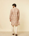 Manyavar Men Sand Beige Grid Patterned Jacket