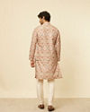 alt message - Manyavar Men Sand Beige Grid Patterned Jacket image number 3