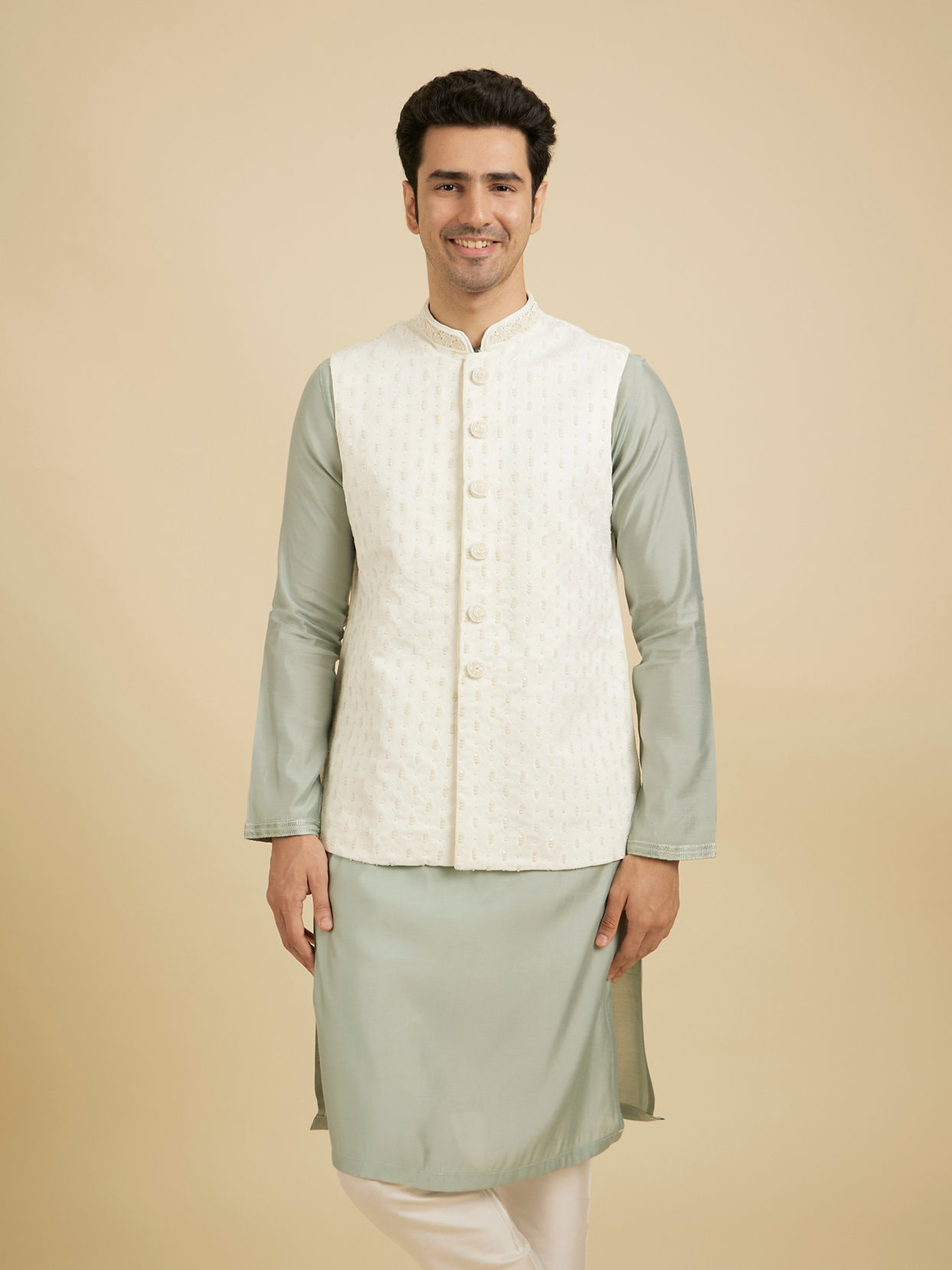 Manyavar Men Flamboyant Brocade Nehru Jacket image number 0