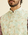 alt message - Manyavar Men Radiant Light Mid Green Nehru Jacket image number 1