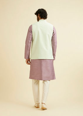 Manyavar Men Radiant Light Mid Green Nehru Jacket image number 3