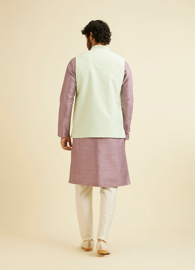 alt message - Manyavar Men Radiant Light Mid Green Nehru Jacket image number 3