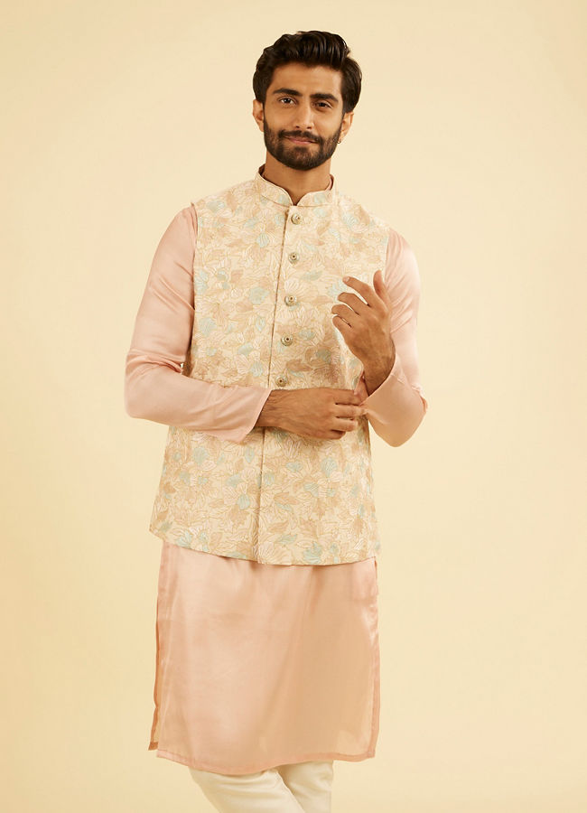 Manyavar Men Peach Radiance Nehru Jacket