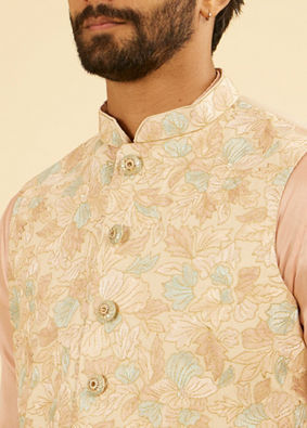 Manyavar Men Peach Radiance Nehru Jacket