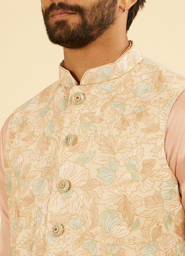 Manyavar Men Peach Radiance Nehru Jacket
