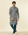 alt message - Manyavar Men Dark Blue Self Patterned Nehru Jacket image number 2