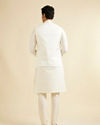 alt message - Manyavar Men Warm White Ogee Jaal Patterned Nehru Jacket image number 3