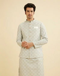 Manyavar Men Pista Green Buta Jaal Patterned Jacket