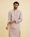 Manyavar Men Lilac Buta Jaal Patterned Jacket image number 0