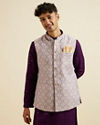 alt message - Manyavar Men Lilac Buta Jaal Patterned Jacket image number 0