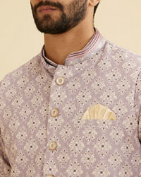 Manyavar Men Lilac Buta Jaal Patterned Jacket