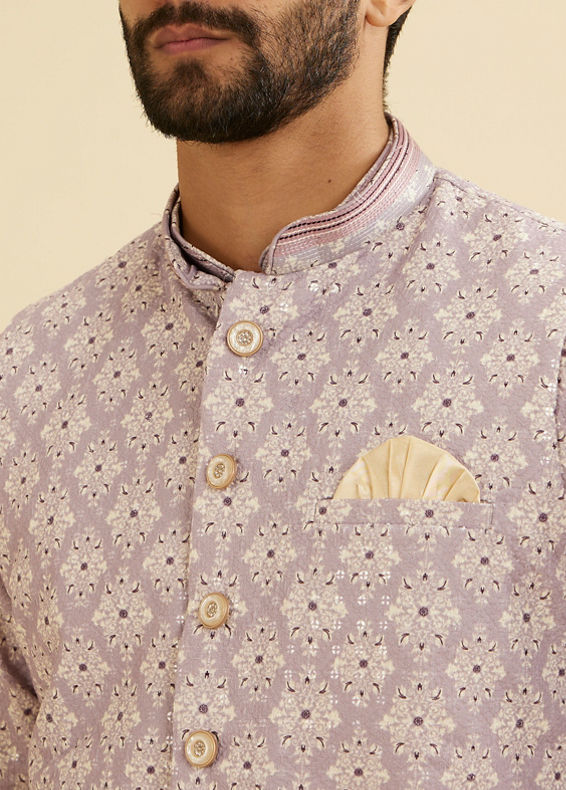 Manyavar Men Lilac Buta Jaal Patterned Jacket