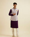 alt message - Manyavar Men Lilac Buta Jaal Patterned Jacket image number 2