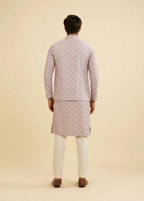 Manyavar Men Lilac Buta Jaal Patterned Jacket image number 3