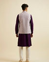 alt message - Manyavar Men Lilac Buta Jaal Patterned Jacket image number 4