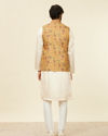 alt message - Manyavar Men Mustard Yellow Bel Buti Patterned Nehru Jacket image number 3